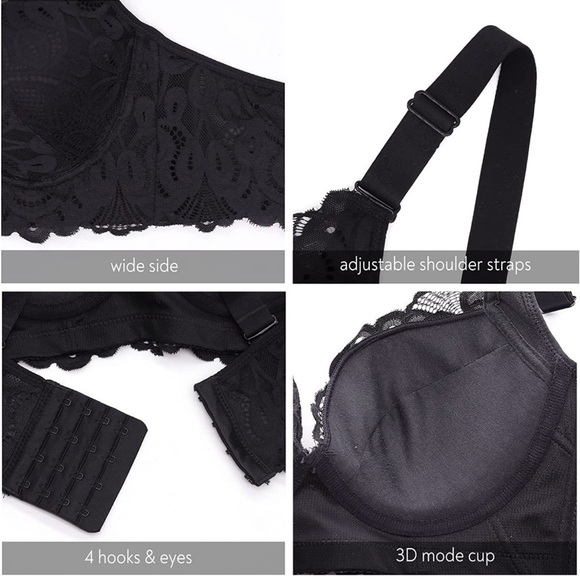 🆕 Push Up Bra for Women Plus Size Lace Bras Underwire Brassiere - Picture 3 of 4